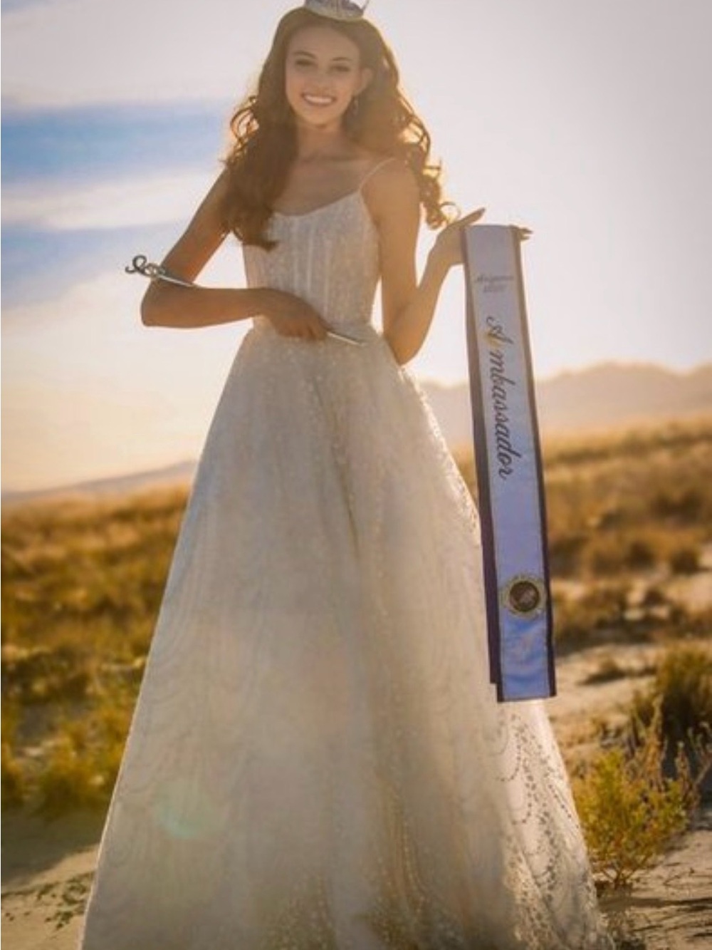 Sherri Hill White Beaded A-Line Prom Dress